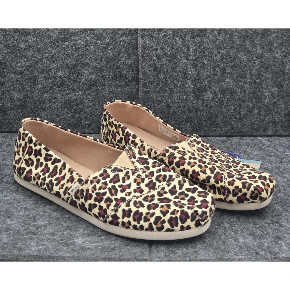 NWOB TOMS Womens Alpargata Slip On Leopard Print Shoes Sz W9 Lightweight Summer